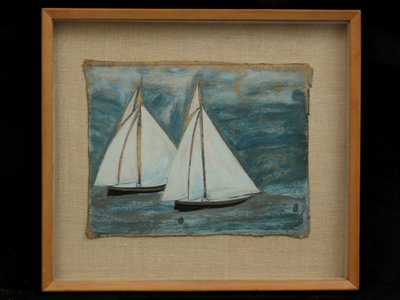 Två segelbåtar, ca 1930 av Alfred Wallis