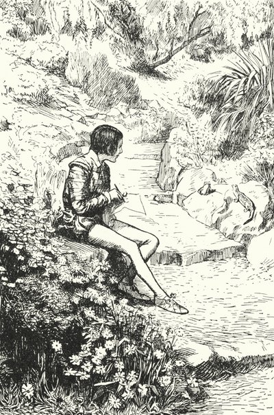 Den franske krukmakaren Bernard Palissy tittade på ödlor i trädgården som pojke av Alfred Wallis Mills