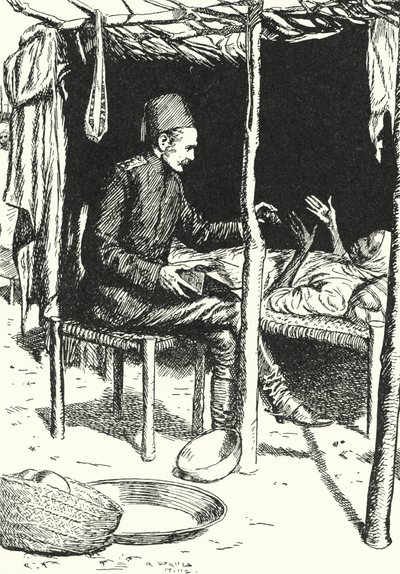 General Charles George Gordon tar hand om en döende gammal sudanesisk kvinna av Alfred Wallis Mills