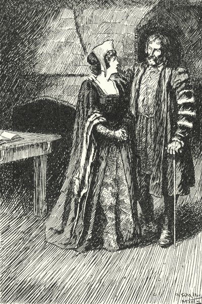 Margaret Roper, äldsta dotter till Sir Thomas More, besökte sin far i fängelset, 1535 av Alfred Wallis Mills