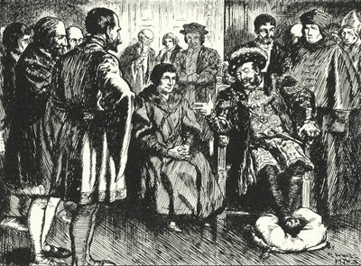 Sir Thomas More vid Henry VIII:s hov, som motsätter sig kungens försök att få honom att säga något för att roa honom av Alfred Wallis Mills