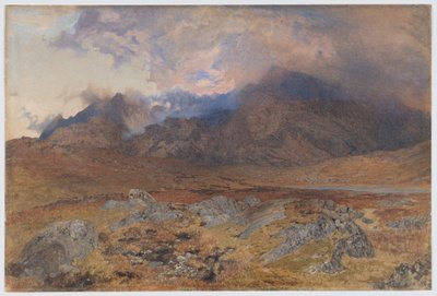 Snowdon efter ett hageloväder i april [eller Snowdon genom uppklarnande moln] av Alfred William Hunt