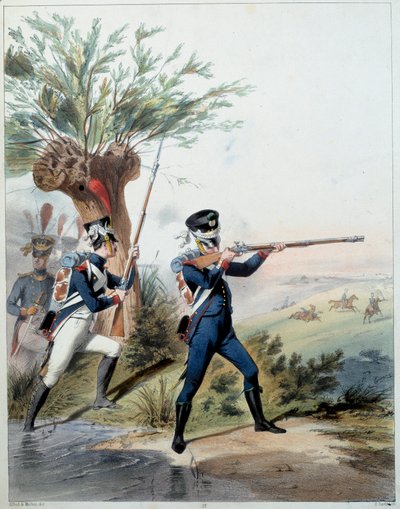 Napoleonska armén: Imperial Guard. Gravyr av Alfred De Marbot (1800-talet) 1809. Malmaison, Slottsmuseet. av Alfred de (after) Marbot