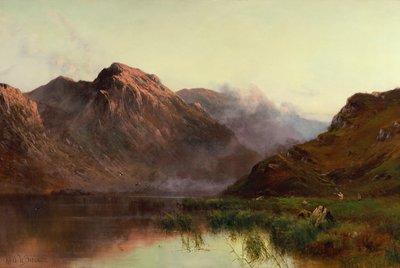 The Hunt of Wildfowl Llyn Crafnant (olja på duk) av Alfred de Breanski