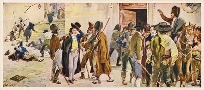 Den Miguelistiska terrorn i Portugal: Caceteiros (färglitografi) av Alfredo Roque Gameiro