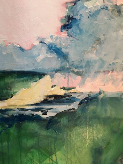 Dramatiskt landskap med rosa himmel av Alice White