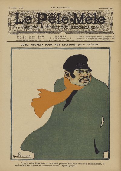 Glad glömska för våra läsare. Illustration för Le Pele-Mele, 1902 av Aline Clement