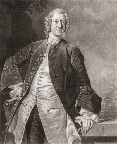 Amiral Edward Boscawen. Porträtt. av Allan (after) Ramsay