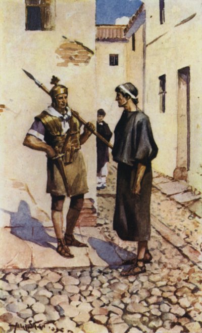Alban och prästen (färg litho) av Allan (after) Stewart