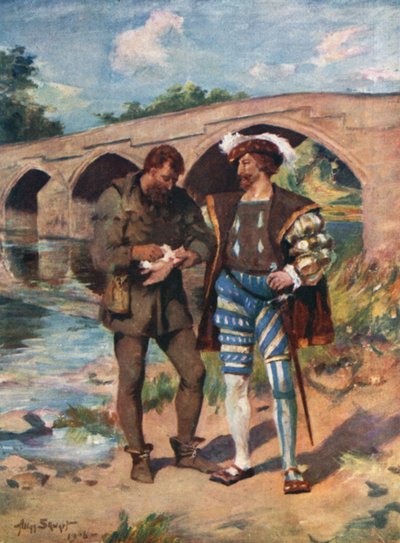 Jock Howieson and the Gudeman of Ballengeich (färg litho) av Allan (after) Stewart
