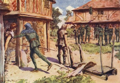 Robin Hood and his Merry Men: How Robin Hood blev en fredlös (colour litho) av Allan (after) Stewart