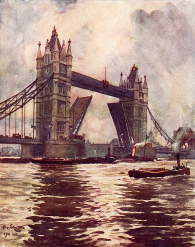 Tower Bridge (färg litho) av Allan (after) Stewart