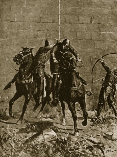 Stephen räddar prins Henrik av Skottland vid Ludlow, illustration från 