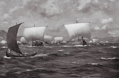 Xerxes piskar Hellespont (litografi) av Allan Stewart