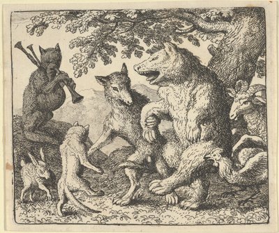 Ett parti till ära för björnen och vargen, 1650-75. av Allart van Everdingen