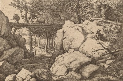 Get på en liten bro, förmodligen ca. 16451656. av Allart van Everdingen