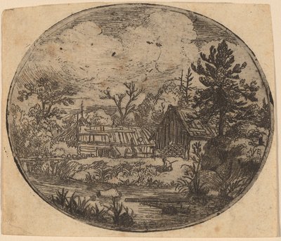 Hamlet vid stranden av en flod av Allart van Everdingen