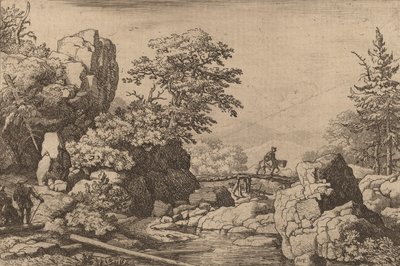 Ryttare på en bro, troligen ca. 16451656. av Allart van Everdingen