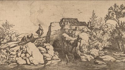 Ryttare på en stenbro, troligen ca. 16451656. av Allart van Everdingen