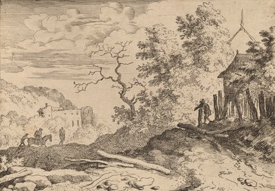 Hydda med resterna av en häck, troligen ca. 16451656. av Allart van Everdingen