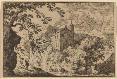 Stort hus med ett torn, förmodligen ca. 16451656. av Allart van Everdingen