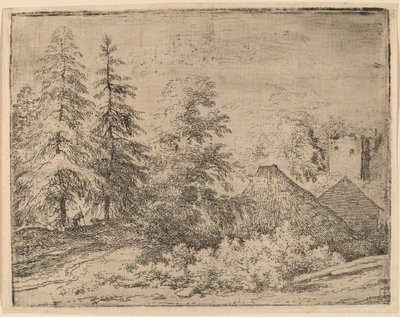 Mannen mellan två granar, troligen ca. 16451656. av Allart van Everdingen
