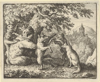 På Lejonets order, är ett stycke hud taget från björnen, ett stycke av framtassarna..., 1650-75. av Allart van Everdingen