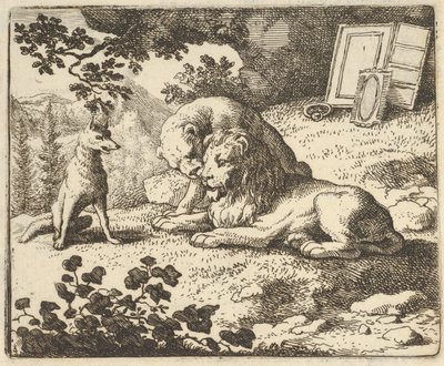 Renard ljuger att han gav RAM-ramen olika värdefulla föremål som var avsedda för lejonet ... 1650-75. av Allart van Everdingen