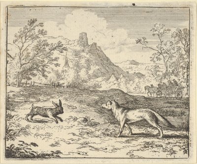 Renard ligger att kaninen förolämpade ett av hans barn, 1650-75. av Allart van Everdingen