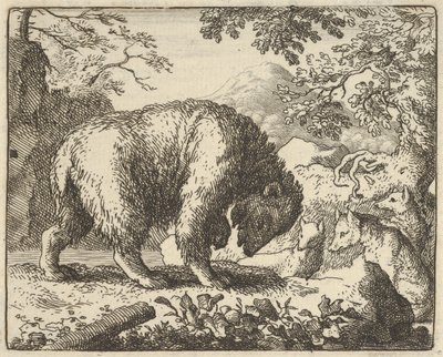 Renard lovar björnen att ta honom till en plats där han kommer att hitta honung, 1650-75. av Allart van Everdingen