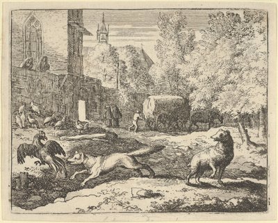 Renard vill hitta en tupp, 1650-75. av Allart van Everdingen