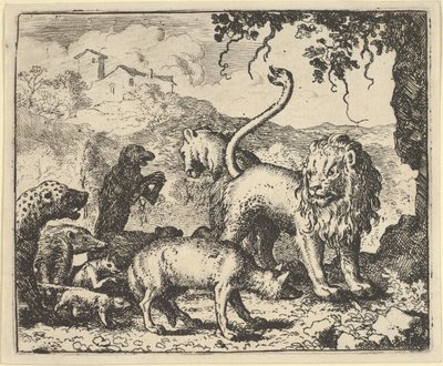 Renard anklagas av vargen och flera djur, 1650-75. av Allart van Everdingen
