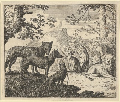 Renards föräldrar ber att få dra sig tillbaka från hovet, ur Hendrick van Alcmars "Renard räven" av Allart van Everdingen