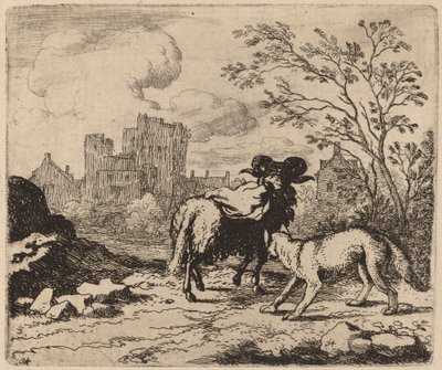 Reynard ber baggen att leverera ett dokument, förmodligen ca. 16451656. av Allart van Everdingen