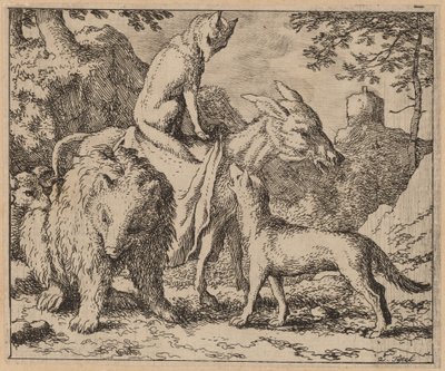 Reynard Sittande Atop the Ass, förmodligen ca. 16451656. av Allart van Everdingen