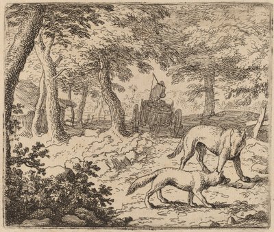 Reynard och vargen före fiskvagnen, förmodligen ca. 16451656. av Allart van Everdingen