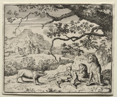 Reynard the Fox: The Badger kallar Reynard till domstolen av Allart van Everdingen
