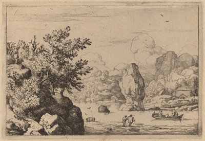Sten mitt i en flod, troligen ca. 16451656. av Allart van Everdingen