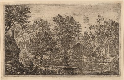 Skiff vid en flodbank, troligen ca. 16451656. av Allart van Everdingen