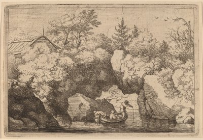 Skiff under en klyftklippa, troligen ca. 16451656. av Allart van Everdingen