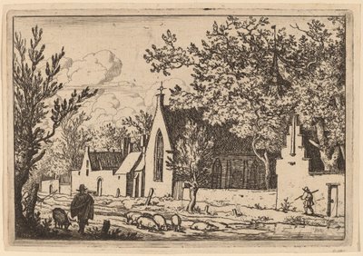 Svinhjord nära ett kapell, troligen ca. 16451656. av Allart van Everdingen