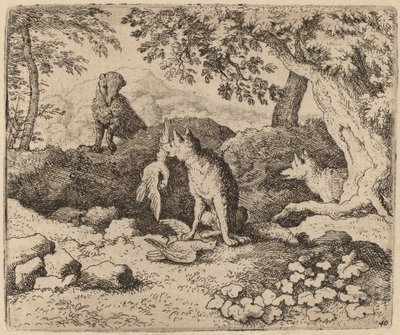 Grävlingen går för att varna Reynard, förmodligen ca. 16451656. av Allart van Everdingen