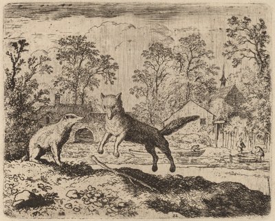 Grävlingen inför en bot på Reynard, förmodligen ca. 16451656. av Allart van Everdingen