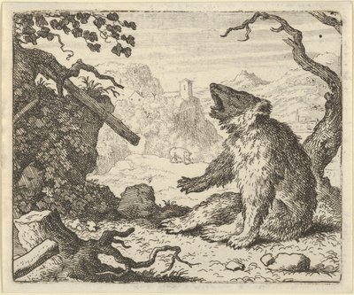 Björnen kallar Renard att framträda inför djurens råd, 1650-75. av Allart van Everdingen