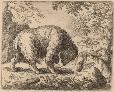Björnen distraherad med tal om honung, förmodligen ca. 16451656. av Allart van Everdingen