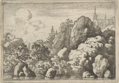 Kyrkan på kullen, 1600-talet. av Allart van Everdingen