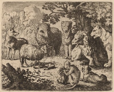 Dokumentet öppnas och avslöjar den mördade kaninens huvud, förmodligen ca. 16451656. av Allart van Everdingen