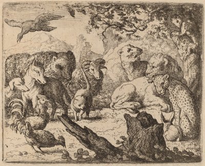 Lejonet tillkännager en fred, förmodligen ca. 16451656. av Allart van Everdingen