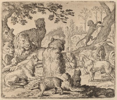 Lejonet beordrar ett massangrepp på Reynard, förmodligen ca. 16451656. av Allart van Everdingen