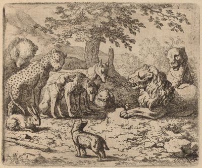 Lejonet söker råd, förmodligen c. 16451656. av Allart van Everdingen